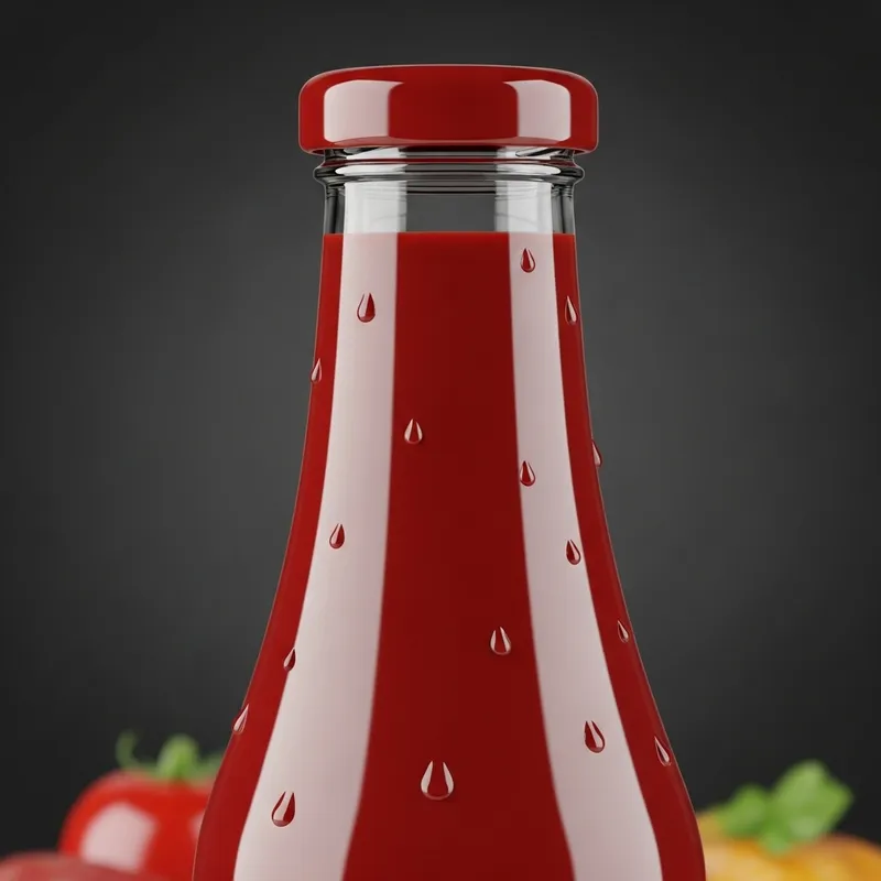 Artisan Crimson Ketchup Bottle - Captivating Visual Craftsmanship