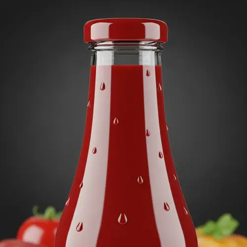 High-Quality Crimson Ketchup Bottle - Artisan Crafted Visual Indulgence