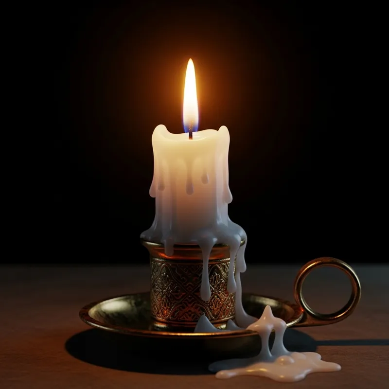 Elegant Candle in Gold Holder | Warm Glow