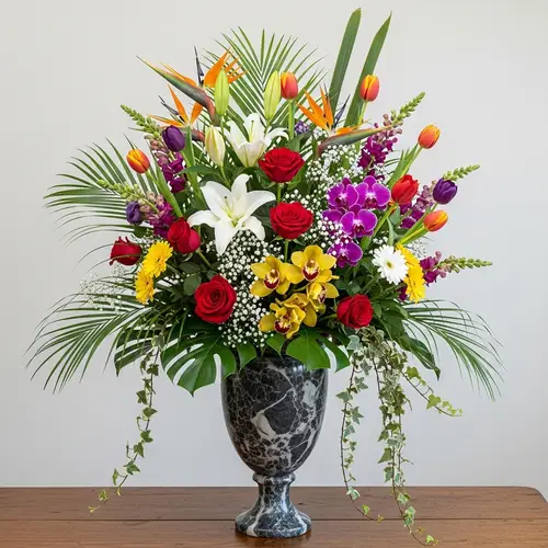 Elegant Vase with Diverse Flowers Arrangement