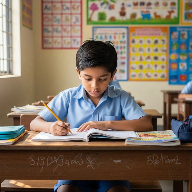 Young Student Sitting in Class