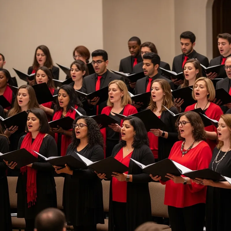 Christian Voices Choralle Choir in Red and Black Uniform