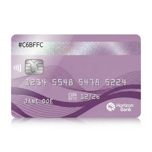 Distinct Light Purple Debit Card Illustration | Website Name