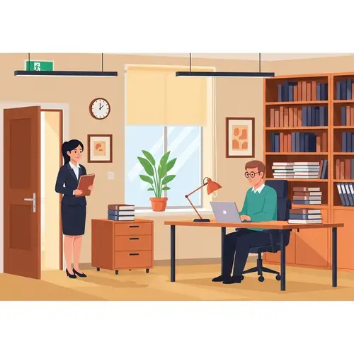 Contemporary Office Environment with Natural Light and Green Plant