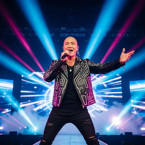 Asian Pop Singer with a Bald Head | Stage Presence & Charisma