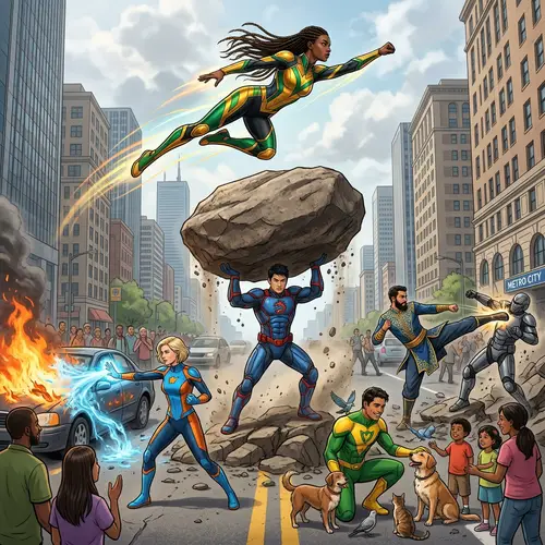 Diverse Superheroes Embodying Gender Equality