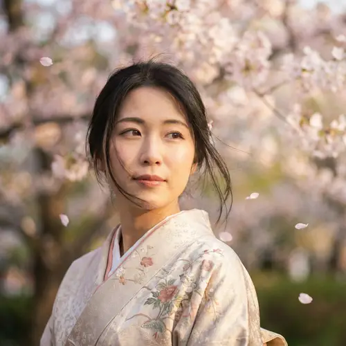 Elegant Japanese Model in Kimono Portrait