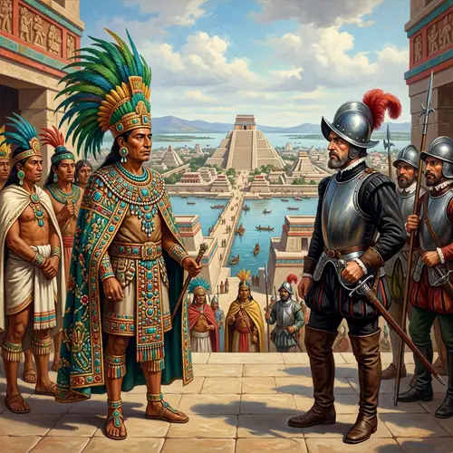 Moctezuma vs. Hernán Cortés: Historical Encounter of Indigenous and Spanish Leaders
