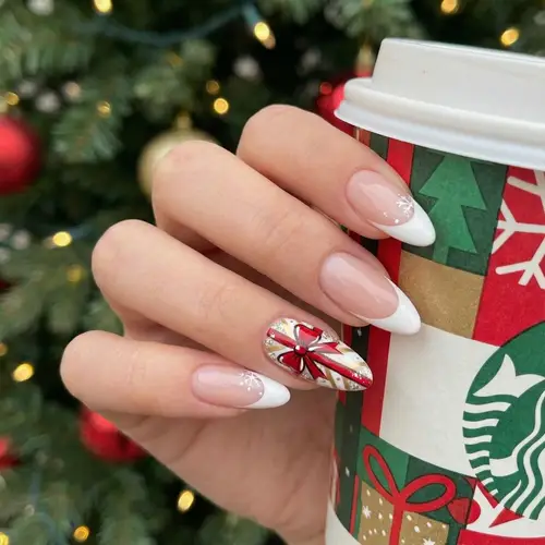 Elegant French Tip Nails for Christmas