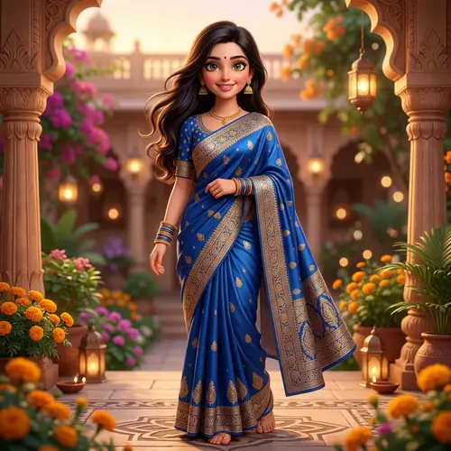 Beautiful Indian Girl in Traditional Saree | 8K, Realistic Animation