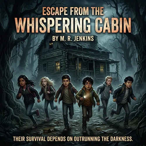 Haunted Log Cabin Escape Book Cover: Thrilling Multi-Cultural Adventure