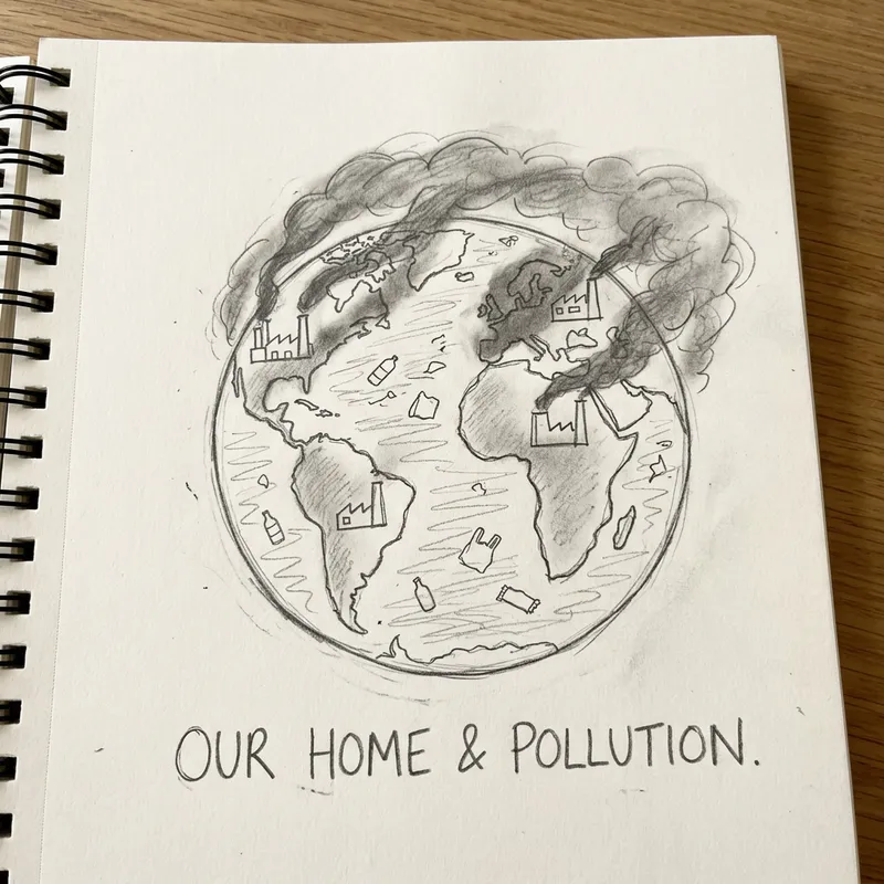 World Pollution Sketch for Environmental Degradation World Pollution Sketch for Environmental Degradation