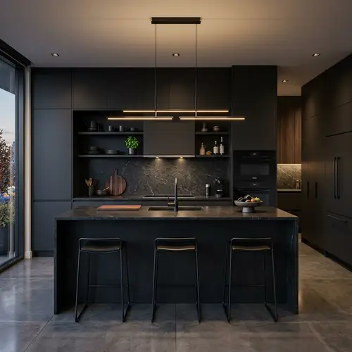 Dark Modern Kitchen Design - Front View Ideas