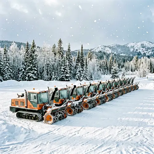 Winter Scene: Snow Removal Rotors in Row