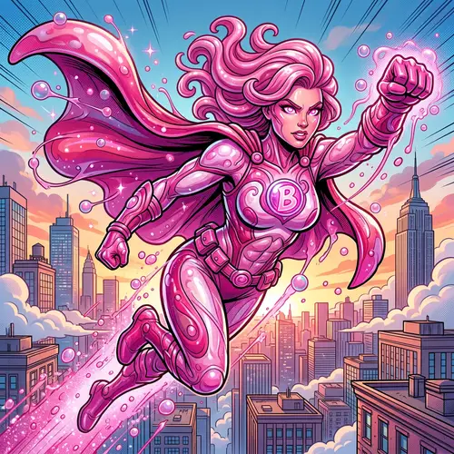Bubble Gum Female Superhero Illustration