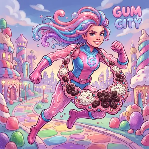 Bubble Gum Superhero with Raisin and Cottage Cheese Necklace
