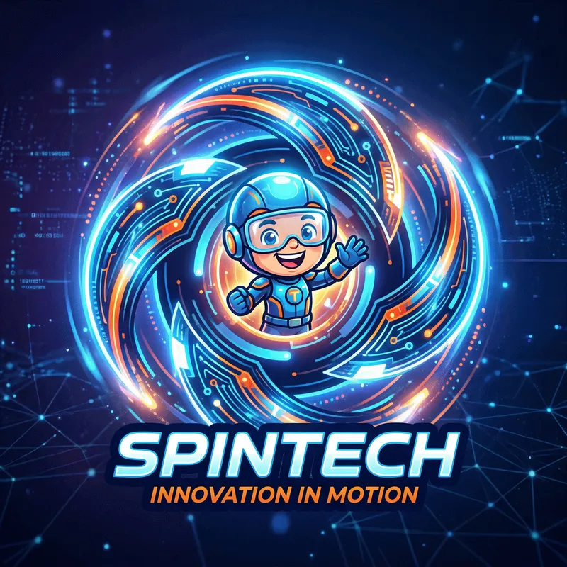 Create Animated Technology Company Logo: Spinner Body Caricature