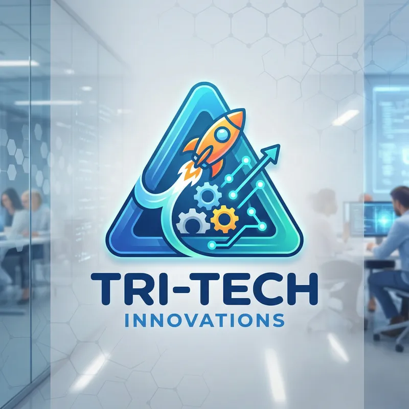 Cartoon Technology Logo | Triangle Design