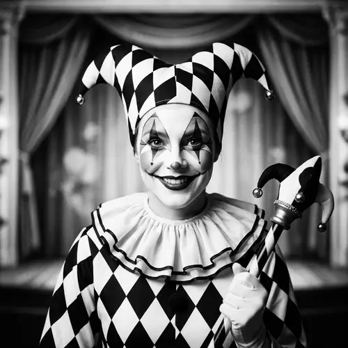 Black and White Harlequin Clown Face Art