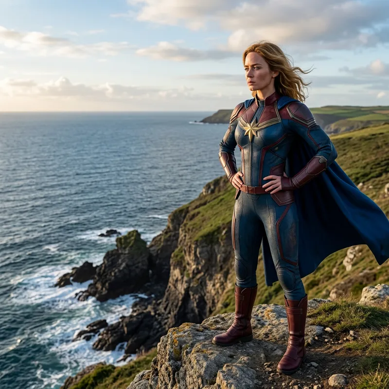 Captain Marvel by Emma Watson - Cliff Edge Pose Captain Marvel by Emma Watson - Cliff Edge Pose