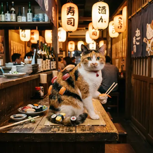 Sushi Cat: Whimsical Fusion of Feline and Japanese Cuisine