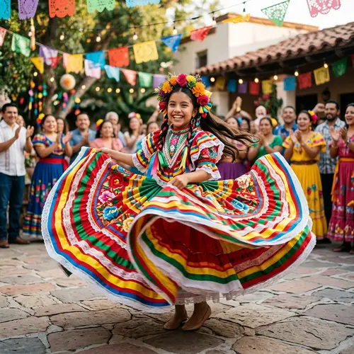 Hispanic Girl Traditional Dress Dance