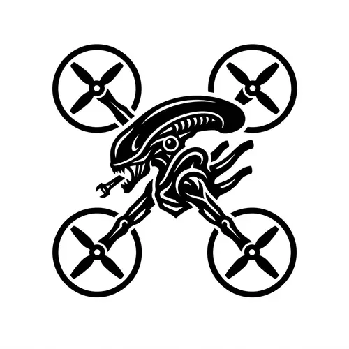Xenomorph Logo FPV Drone Quadcopter - White Background