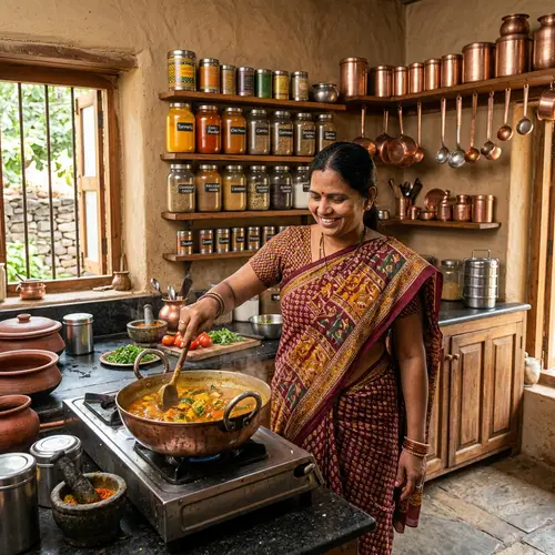Vibrant Indian Kitchen: Spices, Curry, and Warmth