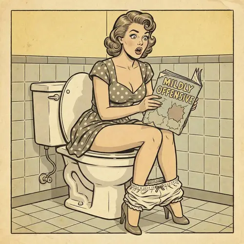Vintage Pinup Girl on Toilet - Mildly Offensive Design