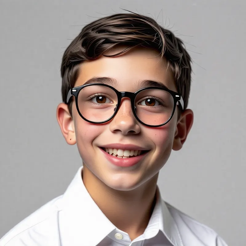 Smiling White Schoolboy Boy | Glasses & Shirt Smiling White Schoolboy Boy | Glasses & Shirt