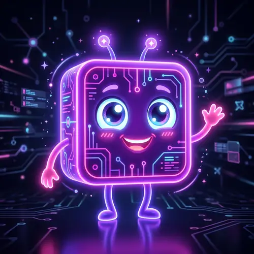 Neon Cartoon AI Character: Witty & Optimistic
