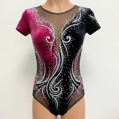 Pink, Black & Silver Rhythmic Gymnastics Leotard