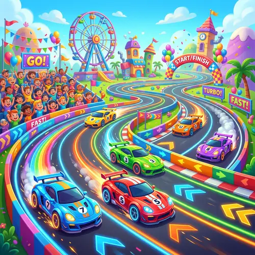Colorful Speedy Car Background for Kids' Games
