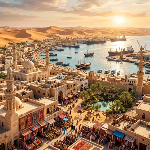 Desert Port City | Vibrant Souks & Camel Caravans