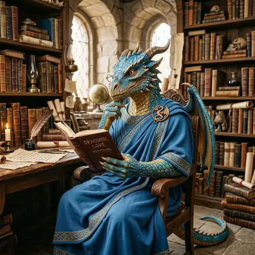 Blue Robed Dracide with Glasses