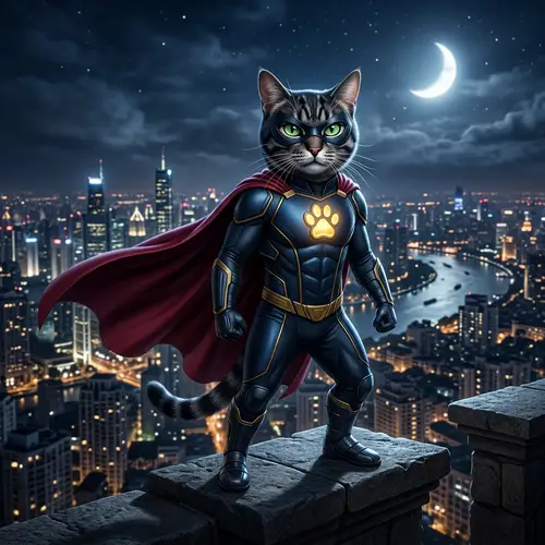 Superhero Cat - Legendary Guardian of the Night