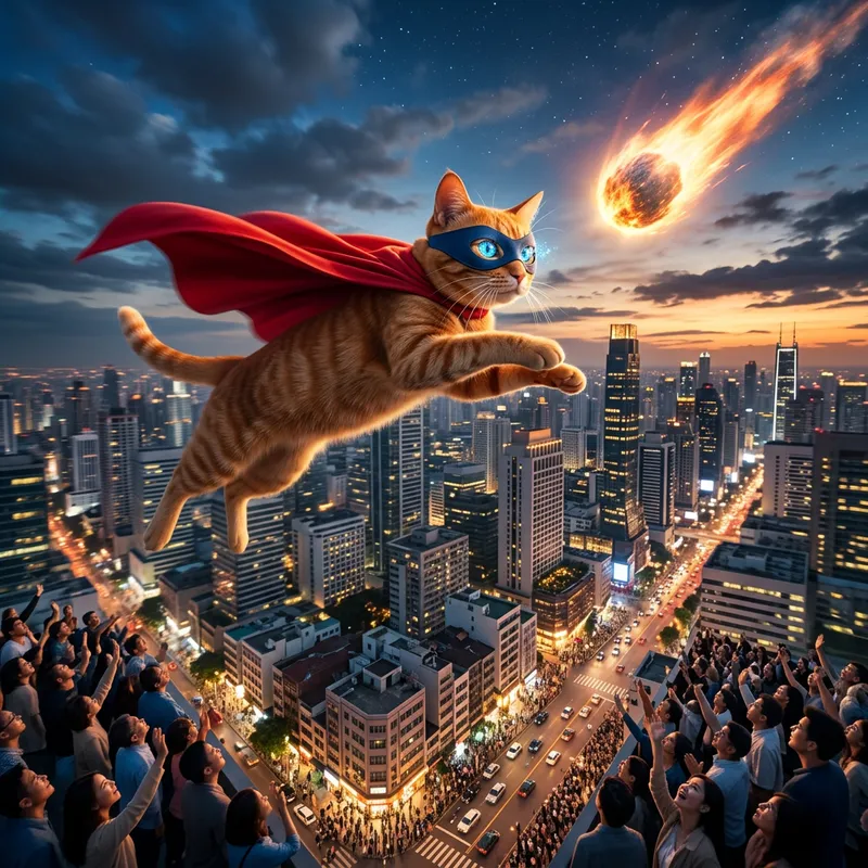 Superhero Cat Saving the World | Stirring Scene of Feline Heroism Superhero Cat Saving the World | Stirring Scene of Feline Heroism