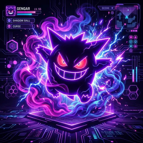 Futuristic Gengar Art with Neon Effects