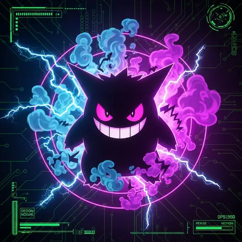 Futuristic Gengar Art with Neon Effects