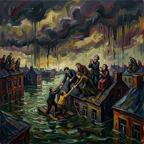 Expressionist Art of a Flooded City and Climate Action