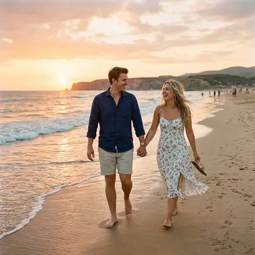 Lovely Couple Enjoying Beach Moments