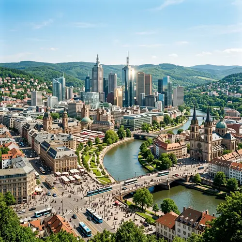 Panoramic Cityscape View - Modern and Traditional Architecture