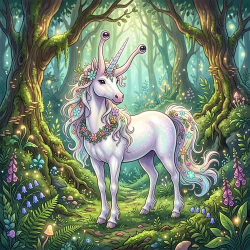 Enchanting Unicorn Illustration with Slug-Like Eyes