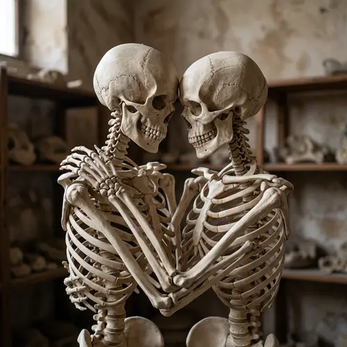 Skeletons Holding Each Other: Macabre Beauty