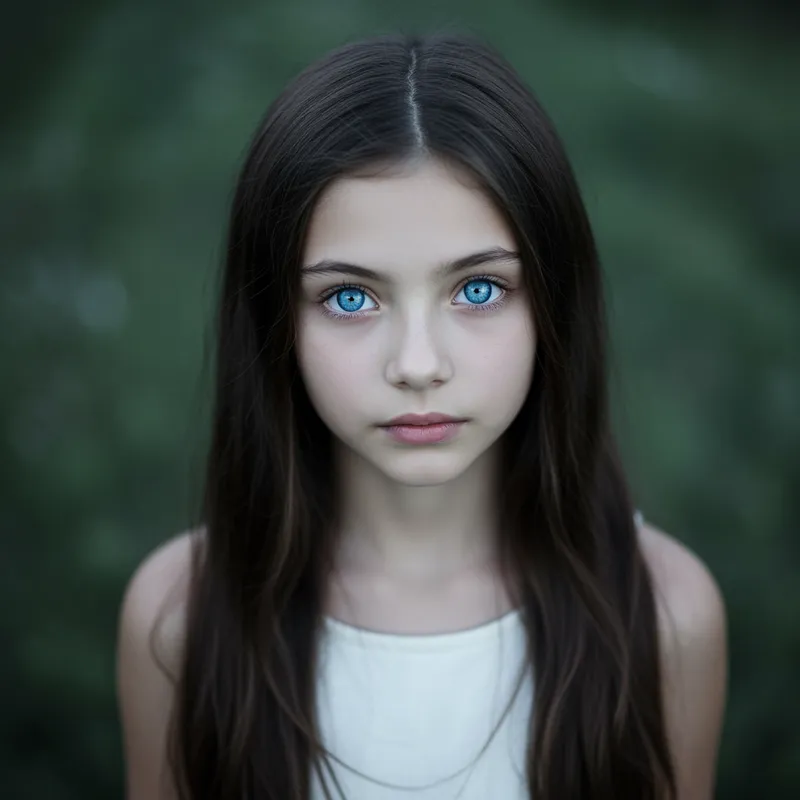 Mysterious Girl with Bright Loving Eyes