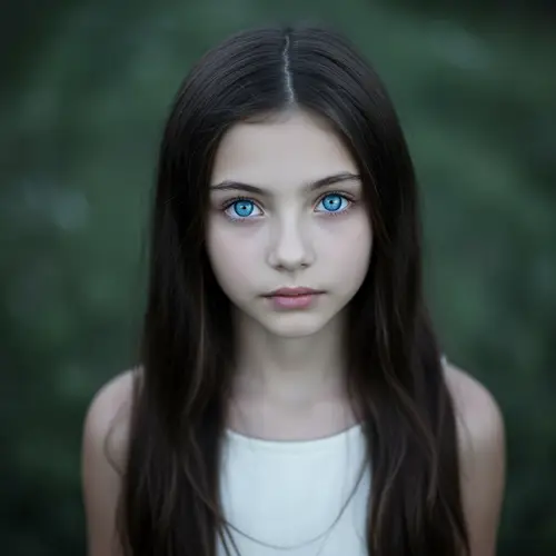 Mysterious Girl with Bright Loving Eyes