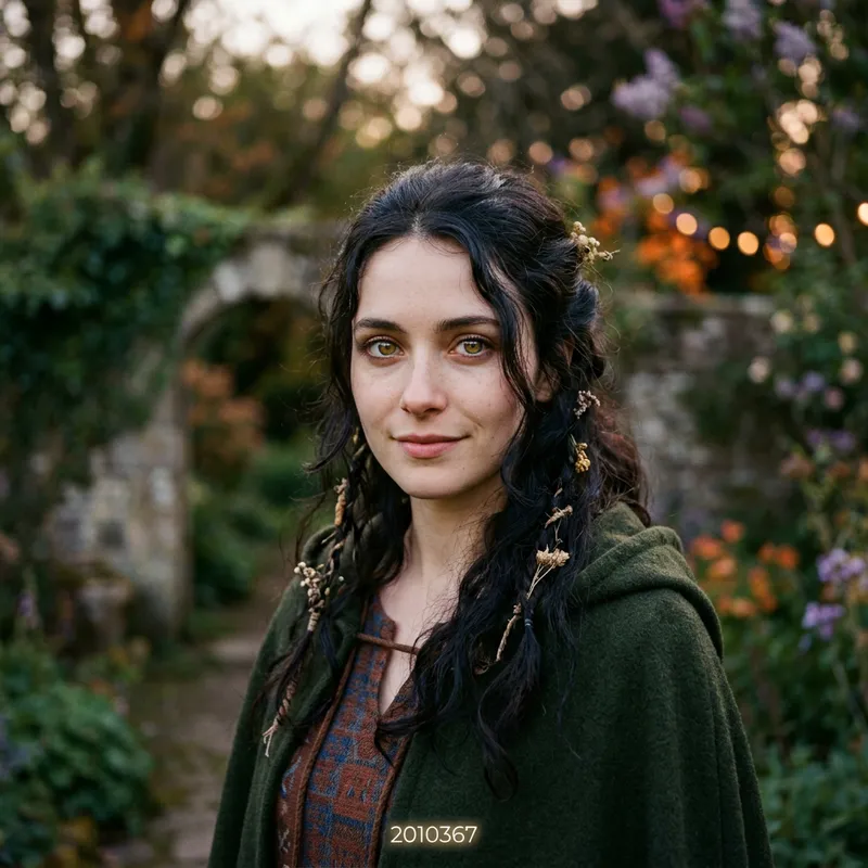 Mysterious Girl with Bright Loving Eyes