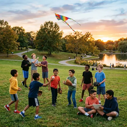 Multicultural Boys in a Joyful Park Setting