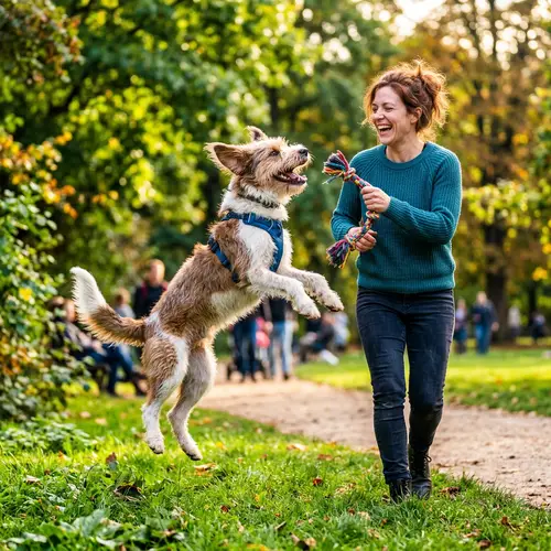 Heartwarming Dog and Owner Jumping Fun | Vibrant Pet Photography
