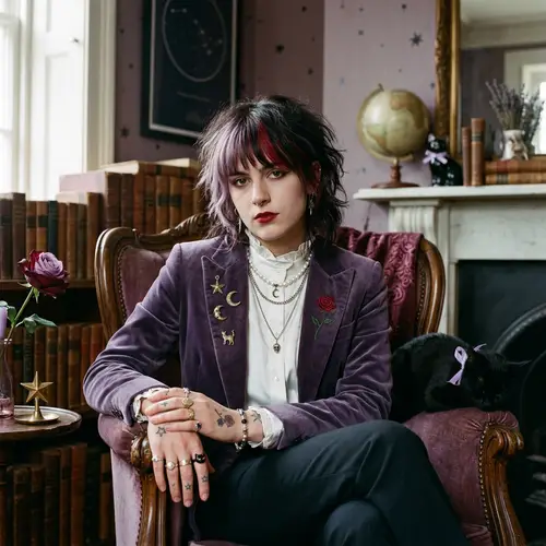 Art Portrait in Old Money Style | Lavender & Cherry Red Shades